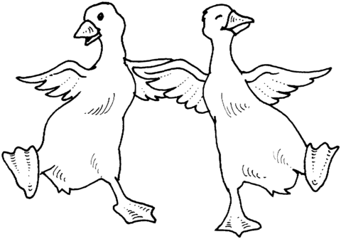 Two Geese Dance Coloring Page